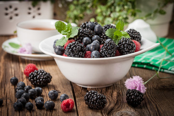 Mix of berries in a bowl.