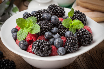 Mix of berries in a bowl.