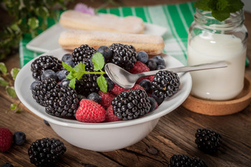 Mix of berries in a bowl.