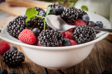 Mix of berries in a bowl.
