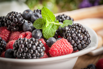 Mix of berries in a bowl.