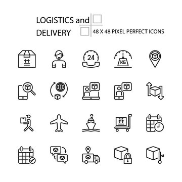 LOGISTICS and DELIVERY vector line 48x48 Pixel Perfect Icons