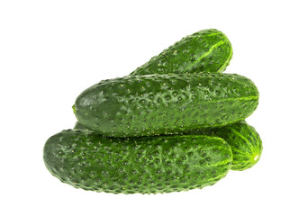Fresh cucumbers isolated on white background