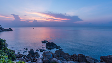 Stunning Sea Stone Cloudy Blue Sky.