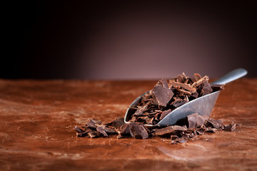 chocolate in a metal scoop