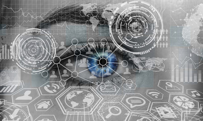 Close-up of woman digital eye 3D rendering