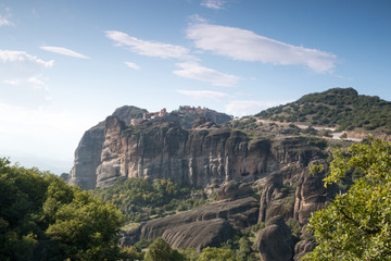 Beautiful panorama on rock and Meteora Monasteries - wonder of Greece