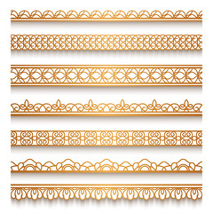 Set of gold borders on white