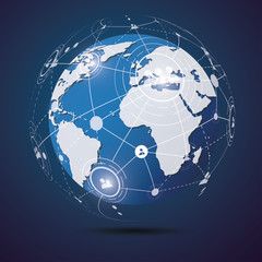 Global network connection. World map point and line composition concept of global business. Vector Illustration