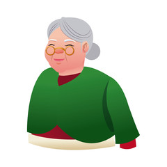 cartoon mrs claus. merry christmas and new year symbol. fun character image vector illustration