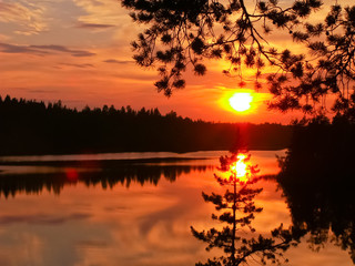 Sunset over the Berezovskoye lake, Karelian Isthmus