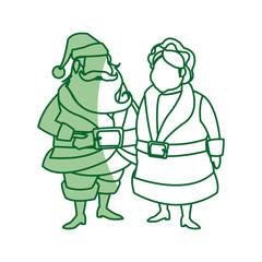 couple mr and mrs claus christmas celebration vector illustration