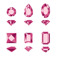 Red gemstones and diamonds shapes