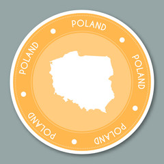 Fototapeta premium Poland label flat sticker design. Patriotic country map round lable. Country sticker vector illustration.