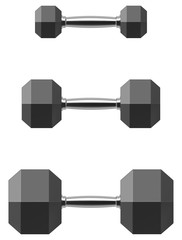 Hexagonal dumbbell set isolated on white background