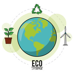 eco lifestyle earth world recycle energy nature image vector illustration