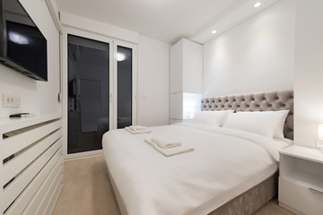 Double bed bedroom interior
