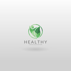 Healthy logo. Colorful low poly healthy logo template.