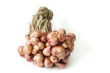 close up ingredient red onion on white background