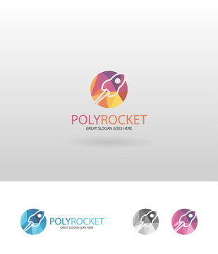 Rocket logo. Polygonal rocket logotype 