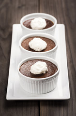 Chocolate Pot de Creme Custard with Whipped Cream