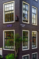 Obraz premium Classic city houses in Amsterdam, street view