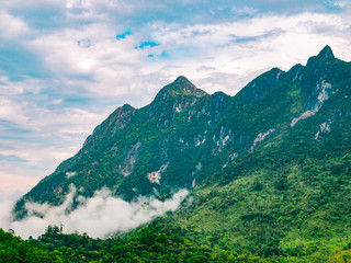 Mountain Peak with fog, Chiang Dao, Chiang Mai, Thailand