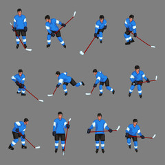 Fototapeta premium colored hockey player set