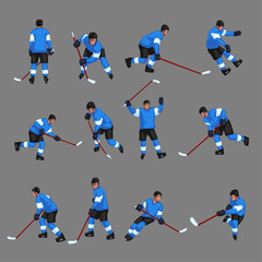 Naklejka premium colored hockey player set 2