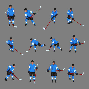 colored hockey player set