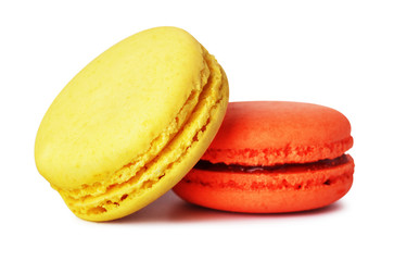 Two orange and yellow macaroon