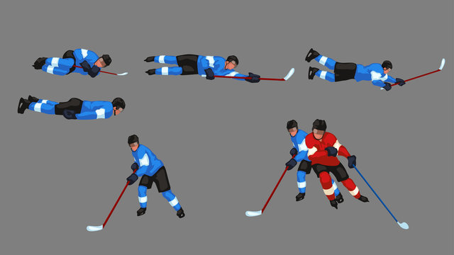 colored hockey player set 6