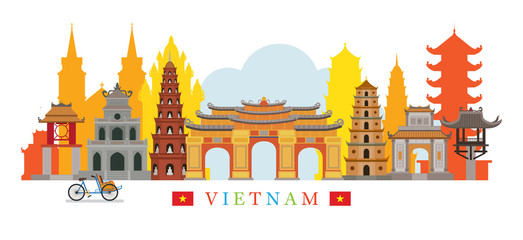 Vietnam Architecture Landmarks Skyline - obrazy, fototapety, plakaty
