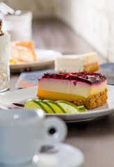 Desserts and a cup of coffee