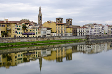 Reflections Along the Arno River in Florence, Italy