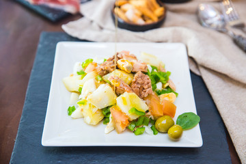 Salad with tuna. Tipical summer Spanish tapas