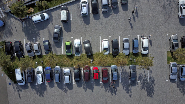 Cars on the parking. Bird eye view