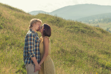 Couple in love in the mountains