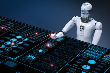  robot working with digital display