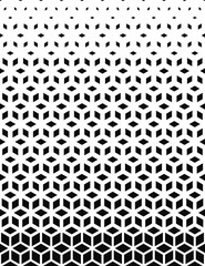 Vector Seamless Black-to-white Stretching Halftone Pattern from triangles.
