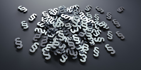 Paragraphen-Berg auf grauem Untergrund