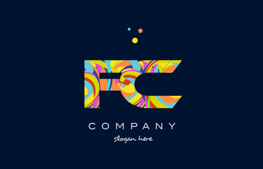 fc f c colorful alphabet letter logo icon template vector
