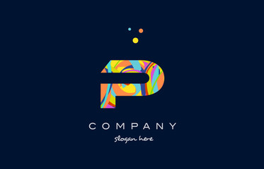 p colorful alphabet letter logo icon template vector