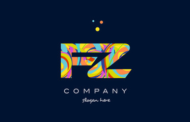 fz f z  colorful alphabet letter logo icon template vector