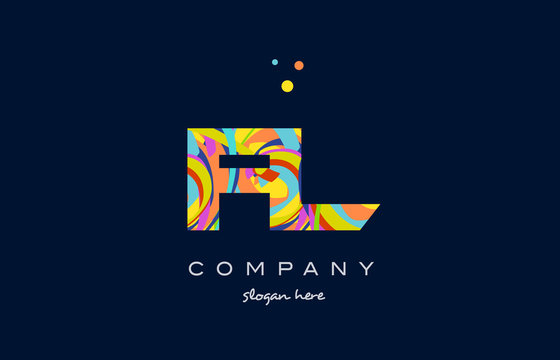 fl f l colorful alphabet letter logo icon template vector