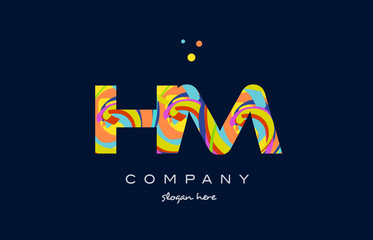 hm h m colorful alphabet letter logo icon template vector
