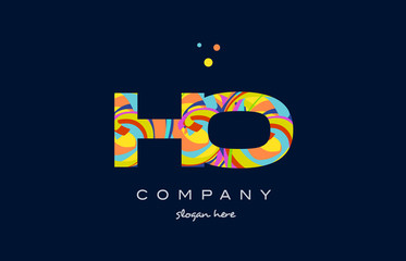 ho h o colorful alphabet letter logo icon template vector