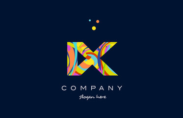 ix i x colorful alphabet letter logo icon template vector