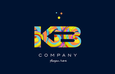 kb k b colorful alphabet letter logo icon template vector