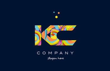 kc k c colorful alphabet letter logo icon template vector